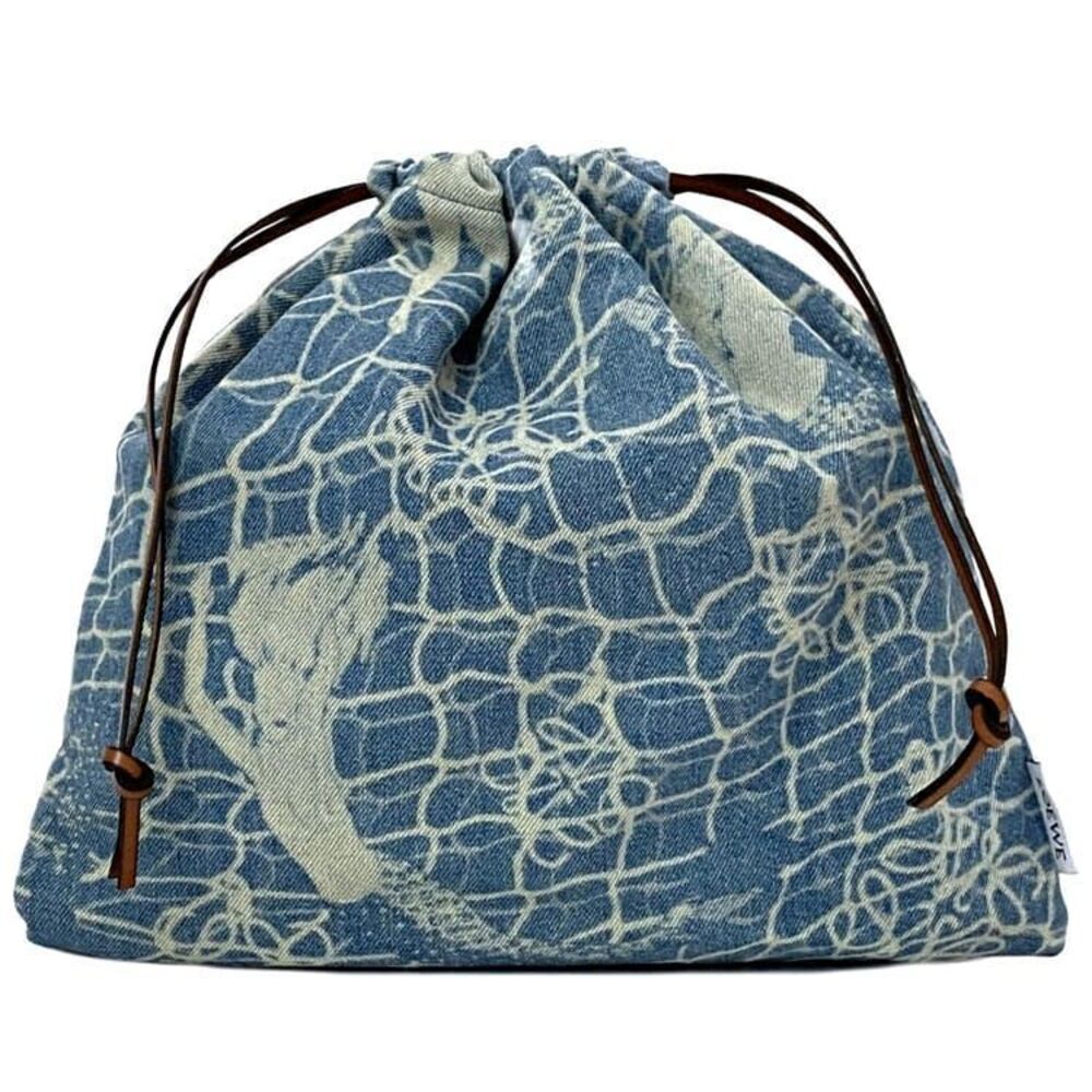 Loewe drawstring Pouch Clutch blue Paulas Ibiza denim canvas Anagram bag mermaid